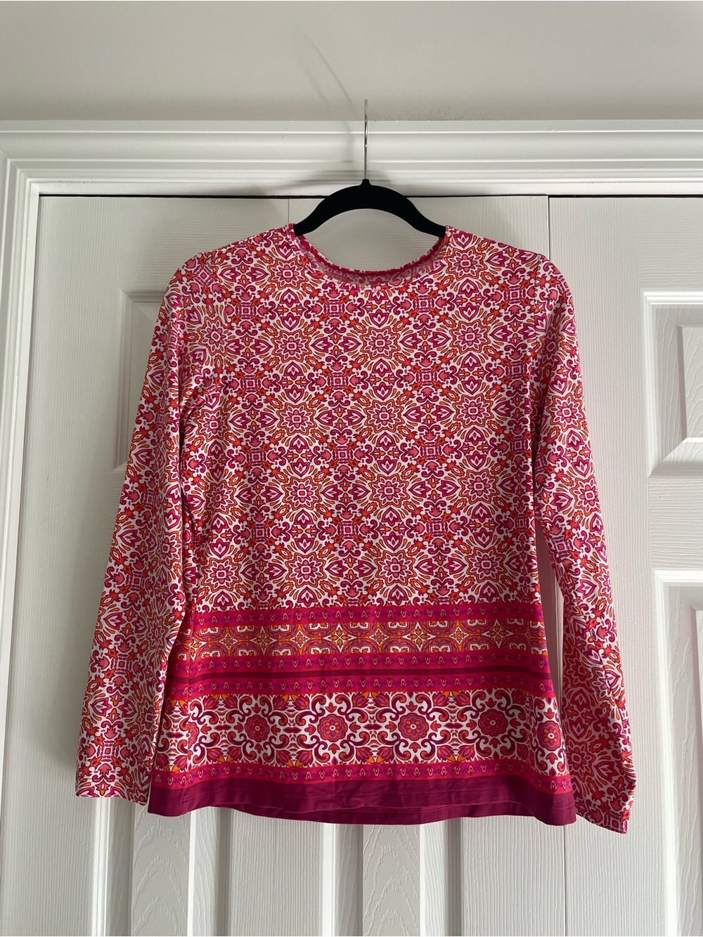 Lands' End Pink Multi-Pattern Long Sleeve Tee